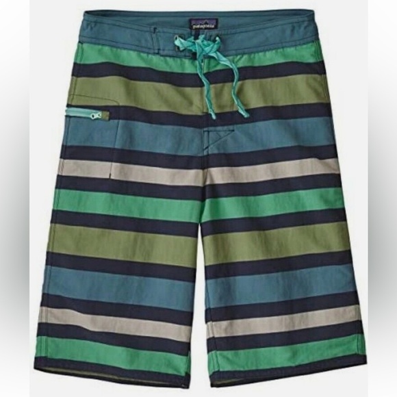 Boy's Patagonia Wavefarer Boardshorts Striped UPF 50 Size 16 - Picture 1 of 13